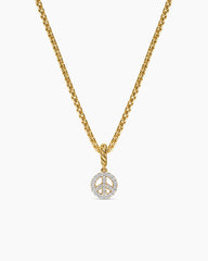 Micro Pavé Peace Sign Amulet in 18K Yellow Gold with Diamonds, 7.6mm