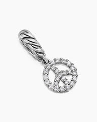 Micro Pavé Peace Sign Amulet in Sterling Silver with Diamonds, 7.6mm