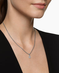 Micro Pavé Peace Sign Amulet in Sterling Silver with Diamonds, 7.6mm