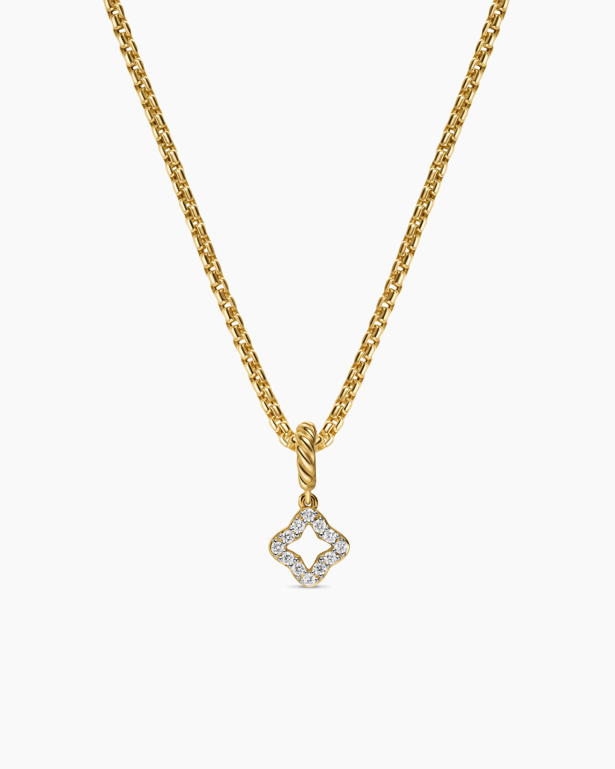Micro Pavé Quatrefoil Amulet in 18K Yellow Gold with Diamonds, 7.4mm