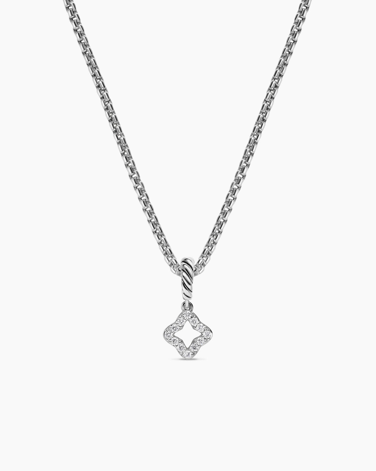 Micro Pavé Quatrefoil Amulet in Sterling Silver with Diamonds, 7.4mm