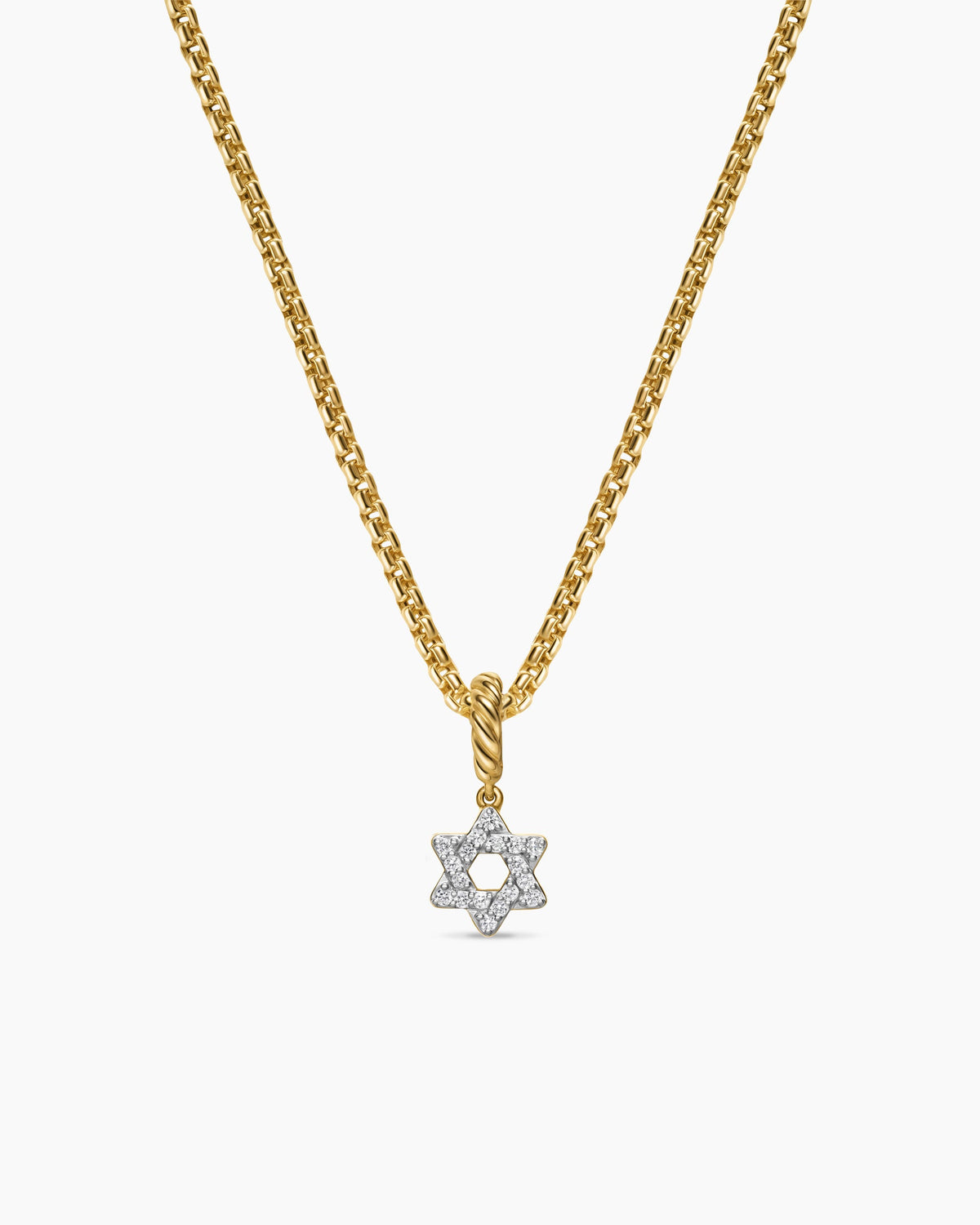 Micro Pavé Star of David Amulet in 18K Yellow Gold with Diamonds, 7.4mm
