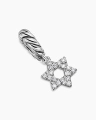 Micro Pavé Star of David Amulet in Sterling Silver with Diamonds, 7.4mm
