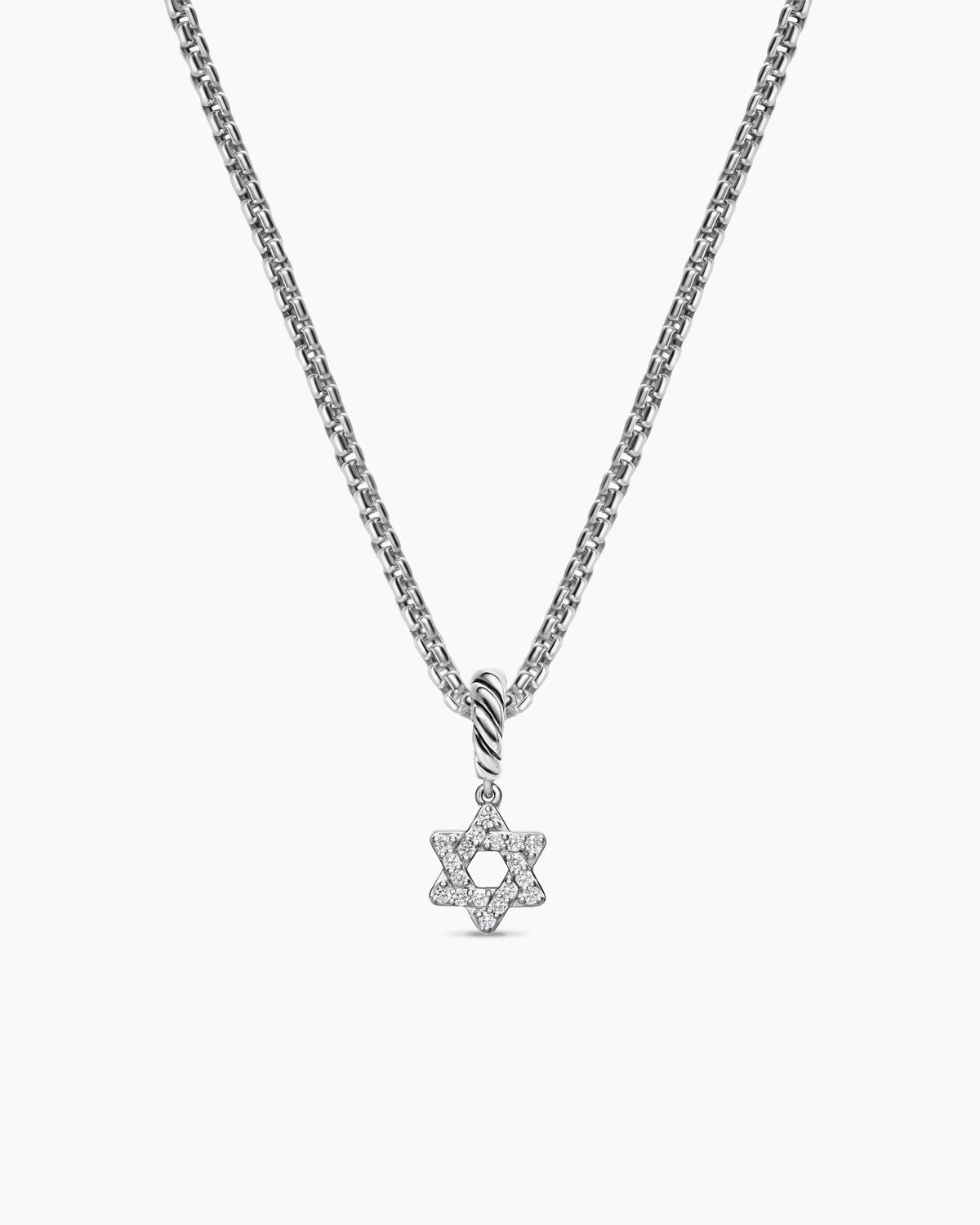 Micro Pavé Star of David Amulet in Sterling Silver with Diamonds, 7.4mm