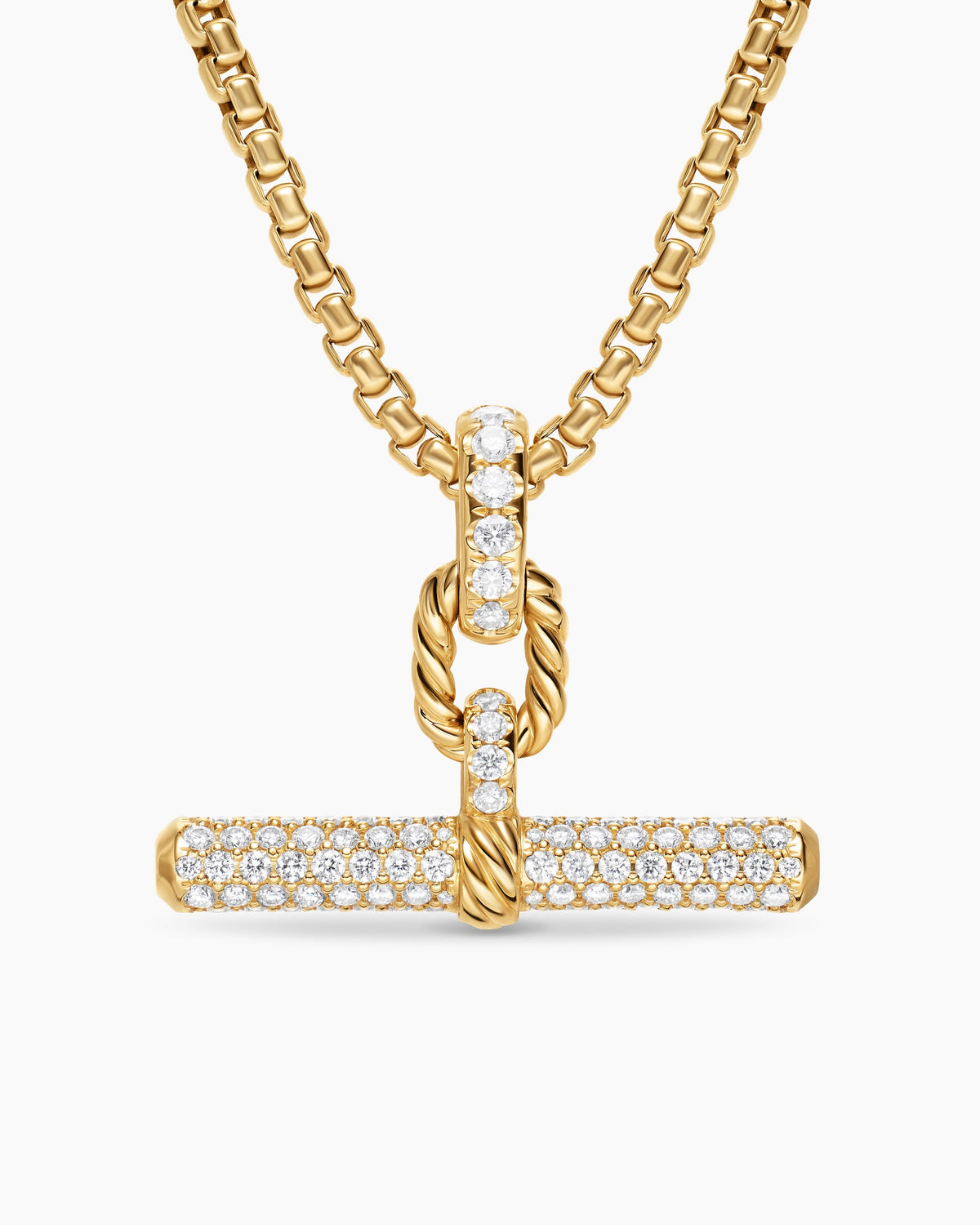 DY Madison® Toggle Pendant in 18K Yellow Gold with Diamonds, 29mm