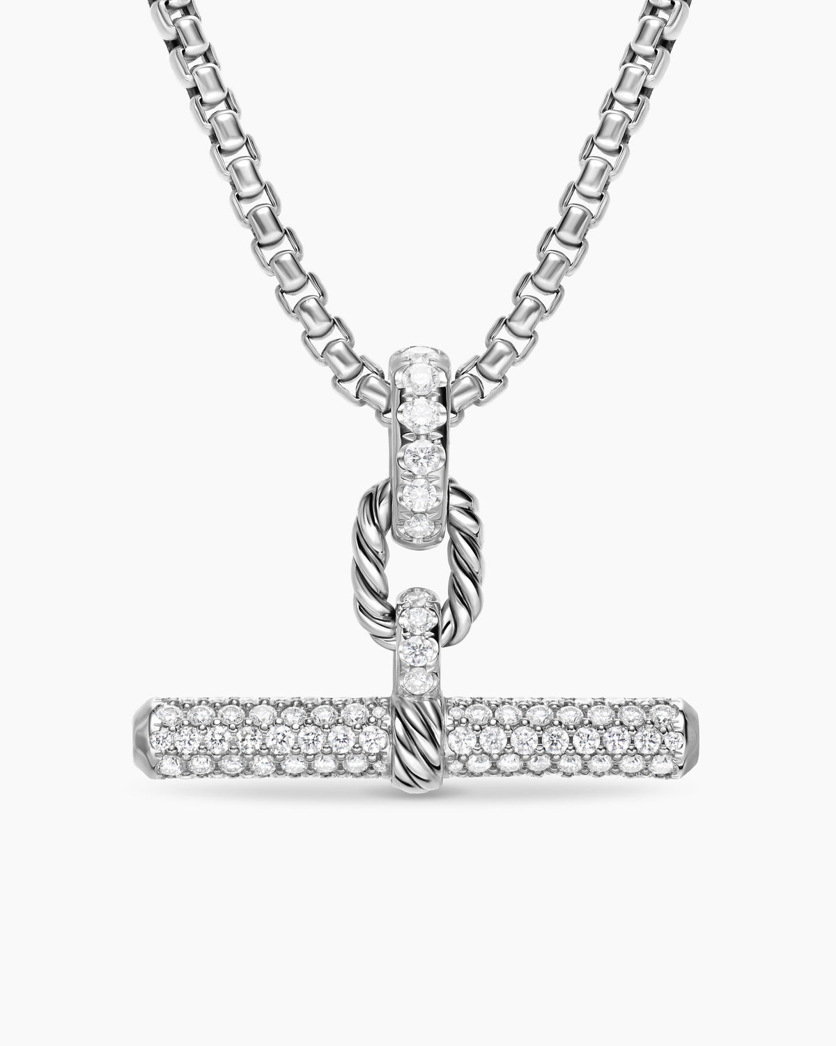 DY Madison® Toggle Pendant in Sterling Silver with Diamonds, 29mm