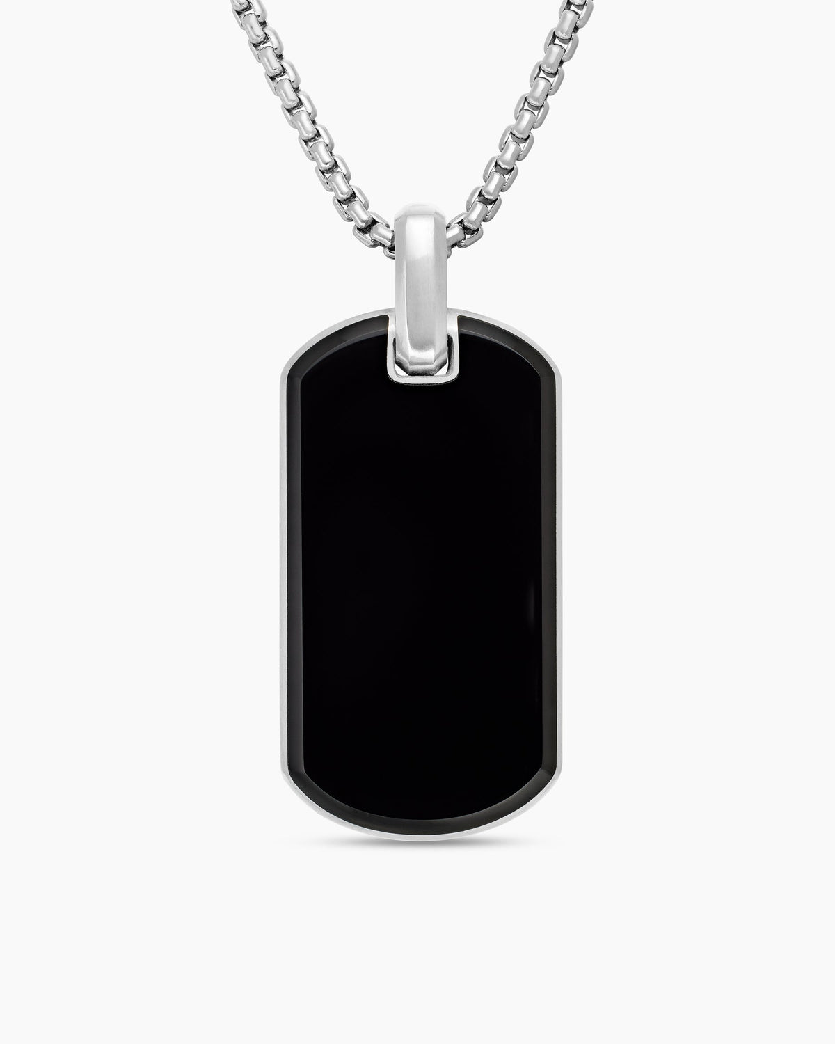 Chevron Tag in Sterling Silver with Black Onyx, 42mm