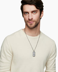 Chevron Tag in Sterling Silver with Meteorite, 42mm