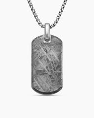 Chevron Tag in Sterling Silver with Meteorite, 42mm