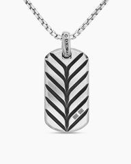 Chevron Tag in Sterling Silver with Nephrite Jade, 42mm