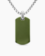Chevron Tag in Sterling Silver with Nephrite Jade, 42mm
