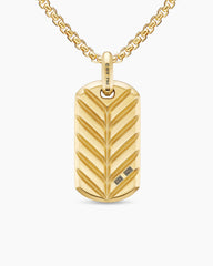 Chevron Tag in 18K Yellow Gold with Black Diamonds, 35mm