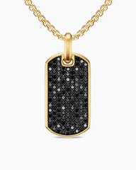 Chevron Tag in 18K Yellow Gold with Black Diamonds, 35mm