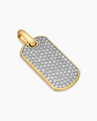 Chevron Tag in 18K Yellow Gold with Diamonds, 35mm