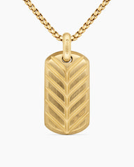 Chevron Tag in 18K Yellow Gold with Diamonds, 35mm