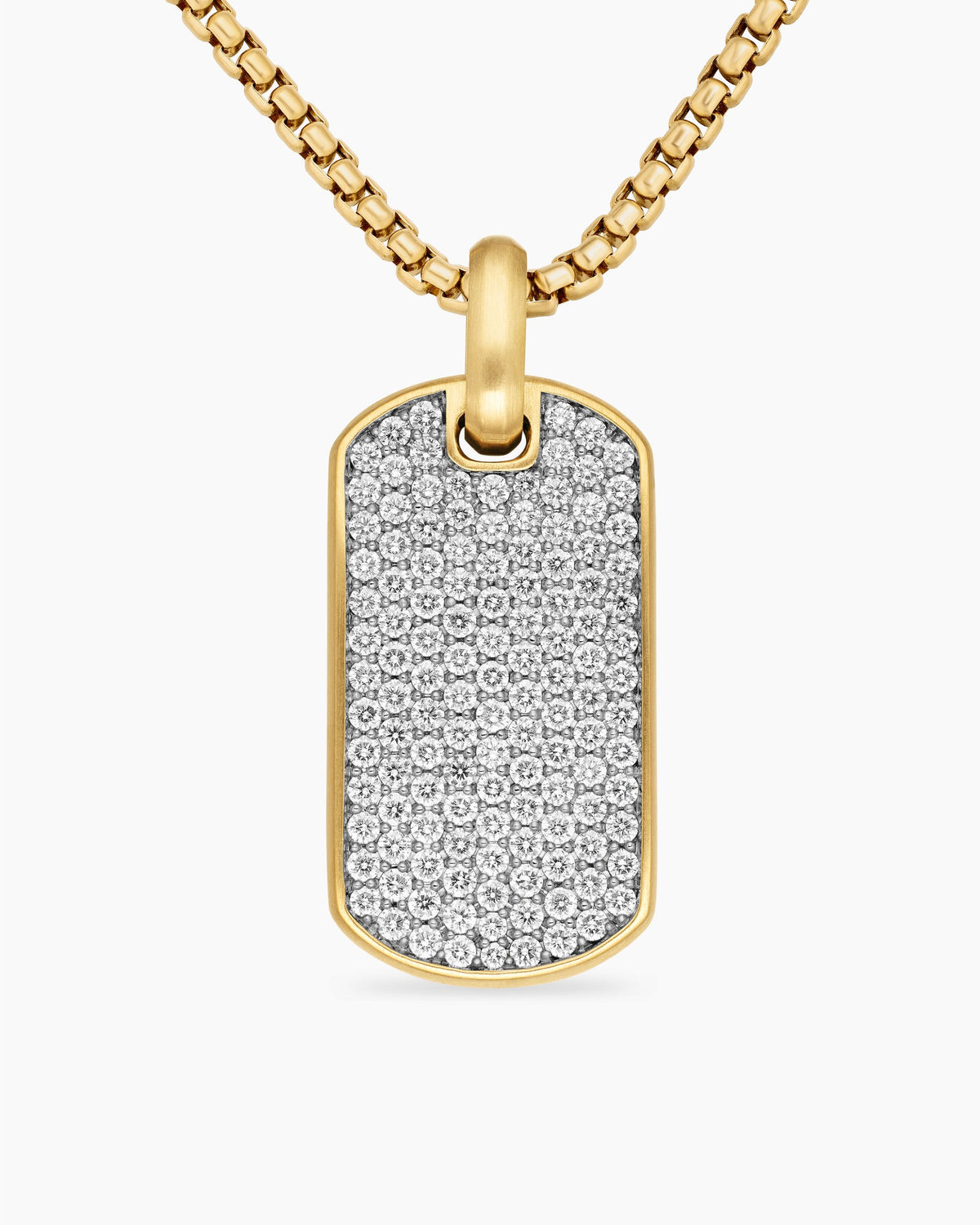 Chevron Tag in 18K Yellow Gold with Diamonds, 35mm