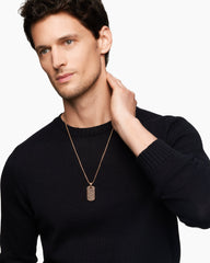 Chevron Tag in 18K Rose Gold with Cognac Diamonds, 35mm