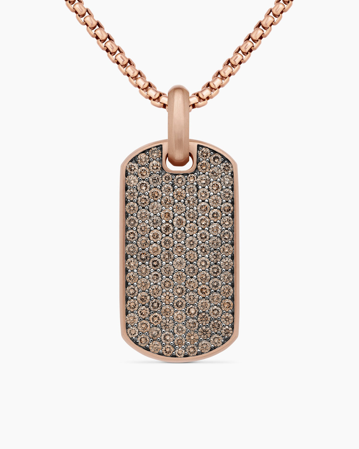 Chevron Tag in 18K Rose Gold with Cognac Diamonds, 35mm