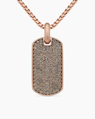 Chevron Tag in 18K Rose Gold with Cognac Diamonds, 35mm