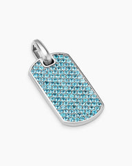 Chevron Tag in 18K White Gold with Paraiba Tourmalines, 35mm