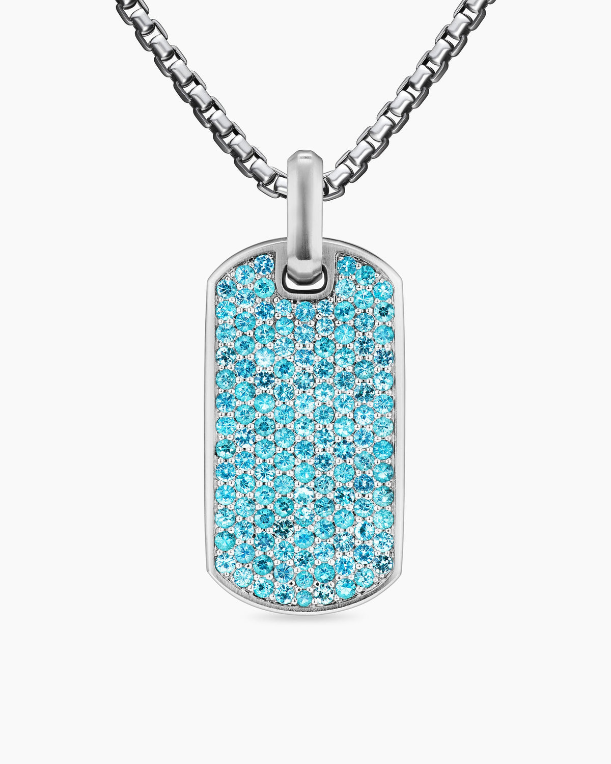 Chevron Tag in 18K White Gold with Paraiba Tourmalines, 35mm