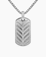 Chevron Tag in Sterling Silver with Rainbow Pavé, 35mm