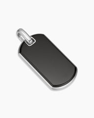 Chevron Tag in Sterling Silver with Black Onyx, 35mm