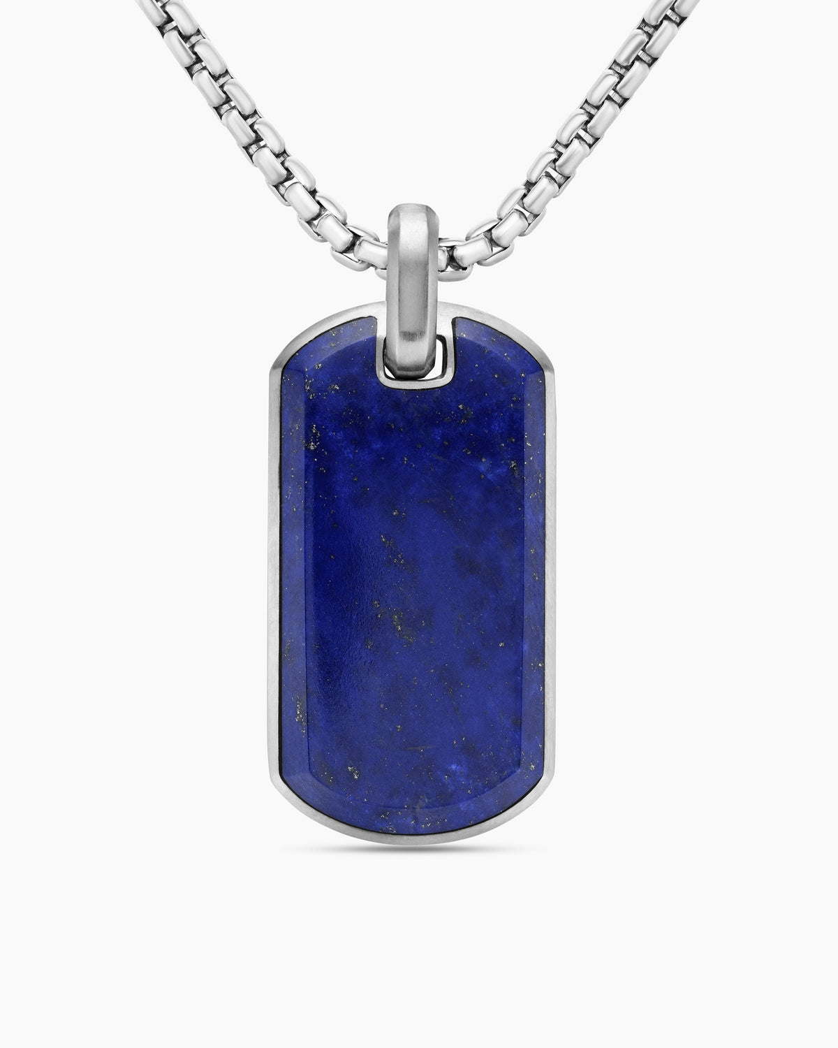 Chevron Tag in Sterling Silver with Lapis, 35mm
