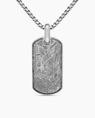 Chevron Tag in Sterling Silver with Meteorite, 35mm
