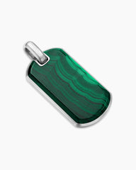 Chevron Tag in Sterling Silver with Malachite, 35mm