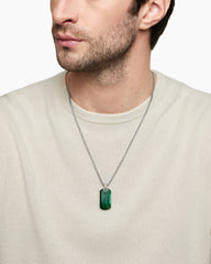 Chevron Tag in Sterling Silver with Malachite, 35mm