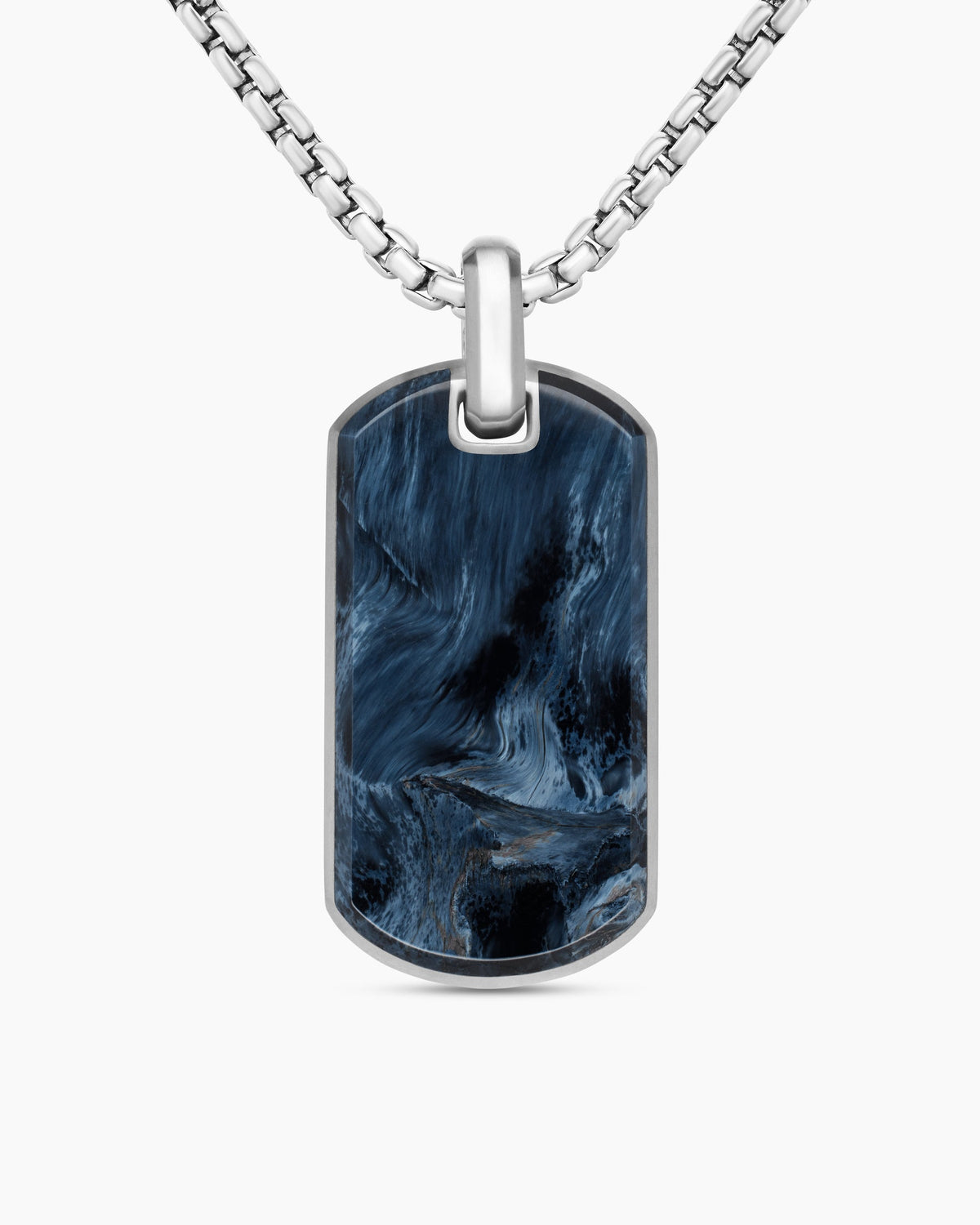 Chevron Tag in Sterling Silver with Pietersite, 35mm