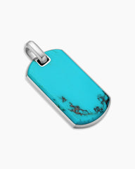Chevron Tag in Sterling Silver with Turquoise, 35mm