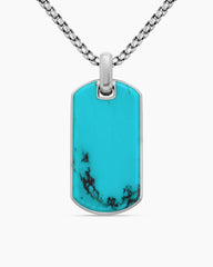 Chevron Tag in Sterling Silver with Turquoise, 35mm