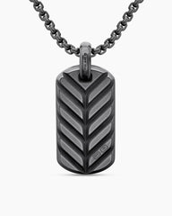 Chevron Tag in Black Titanium with Black Diamonds, 35mm