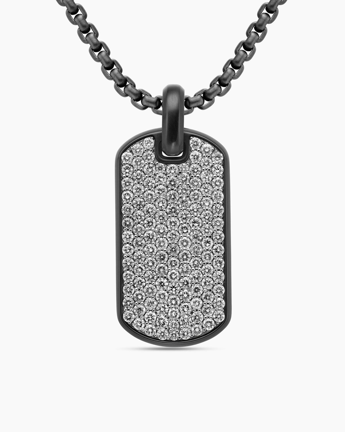 Chevron Tag in Black Titanium with Diamonds, 35mm