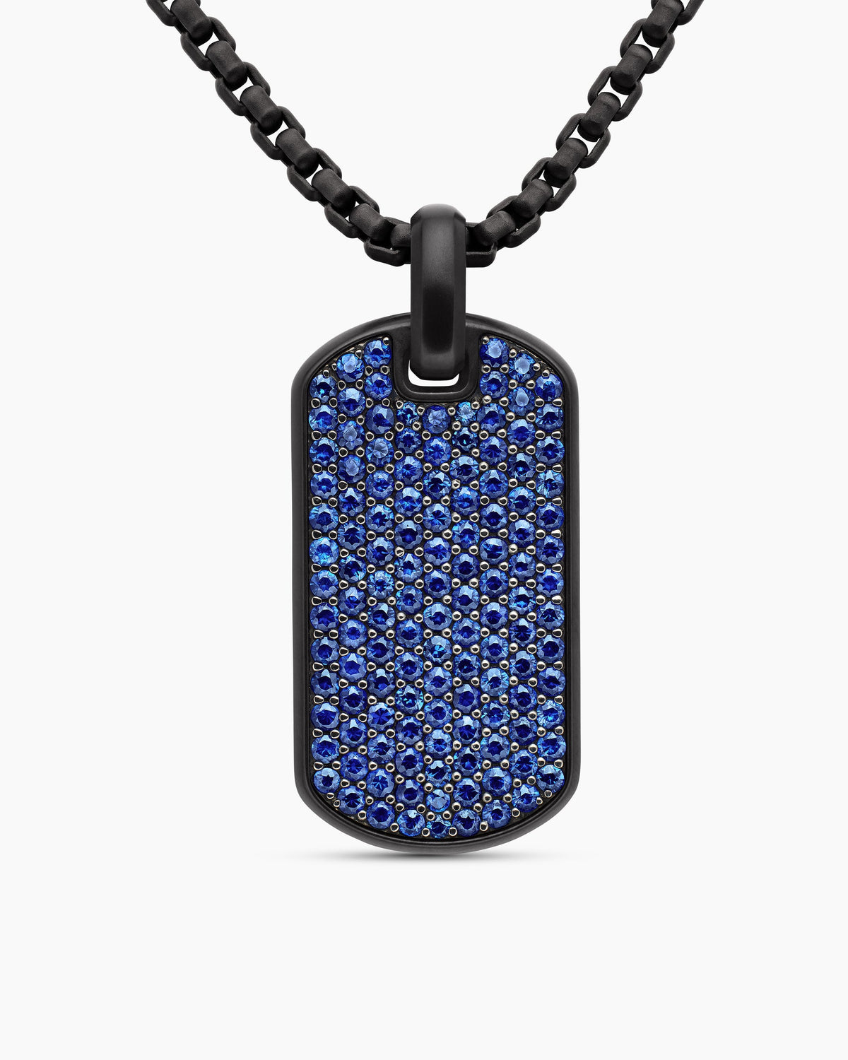 Chevron Tag in Black Titanium with Sapphires, 35mm