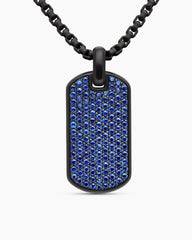 Chevron Tag in Black Titanium with Sapphires, 35mm