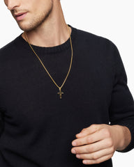 Forged Carbon Cross Pendant in 18K Yellow Gold, 24mm