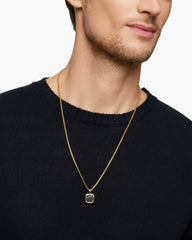 Octagonal Amulet in 18K Yellow Gold with Black Diamonds, 15mm