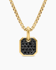Octagonal Amulet in 18K Yellow Gold with Black Diamonds, 15mm