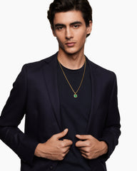 Octagonal Amulet in 18K Yellow Gold with Emeralds, 15mm