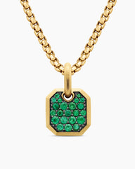 Octagonal Amulet in 18K Yellow Gold with Emeralds, 15mm