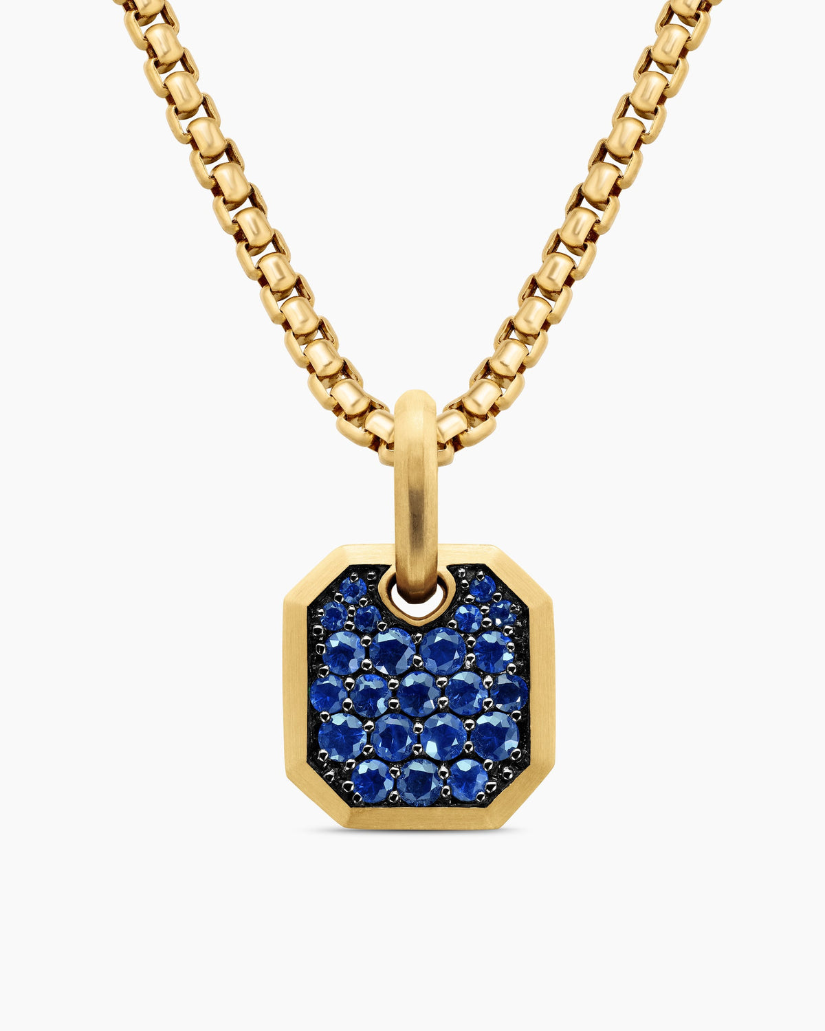 Octagonal Amulet in 18K Yellow Gold with Sapphires, 15mm
