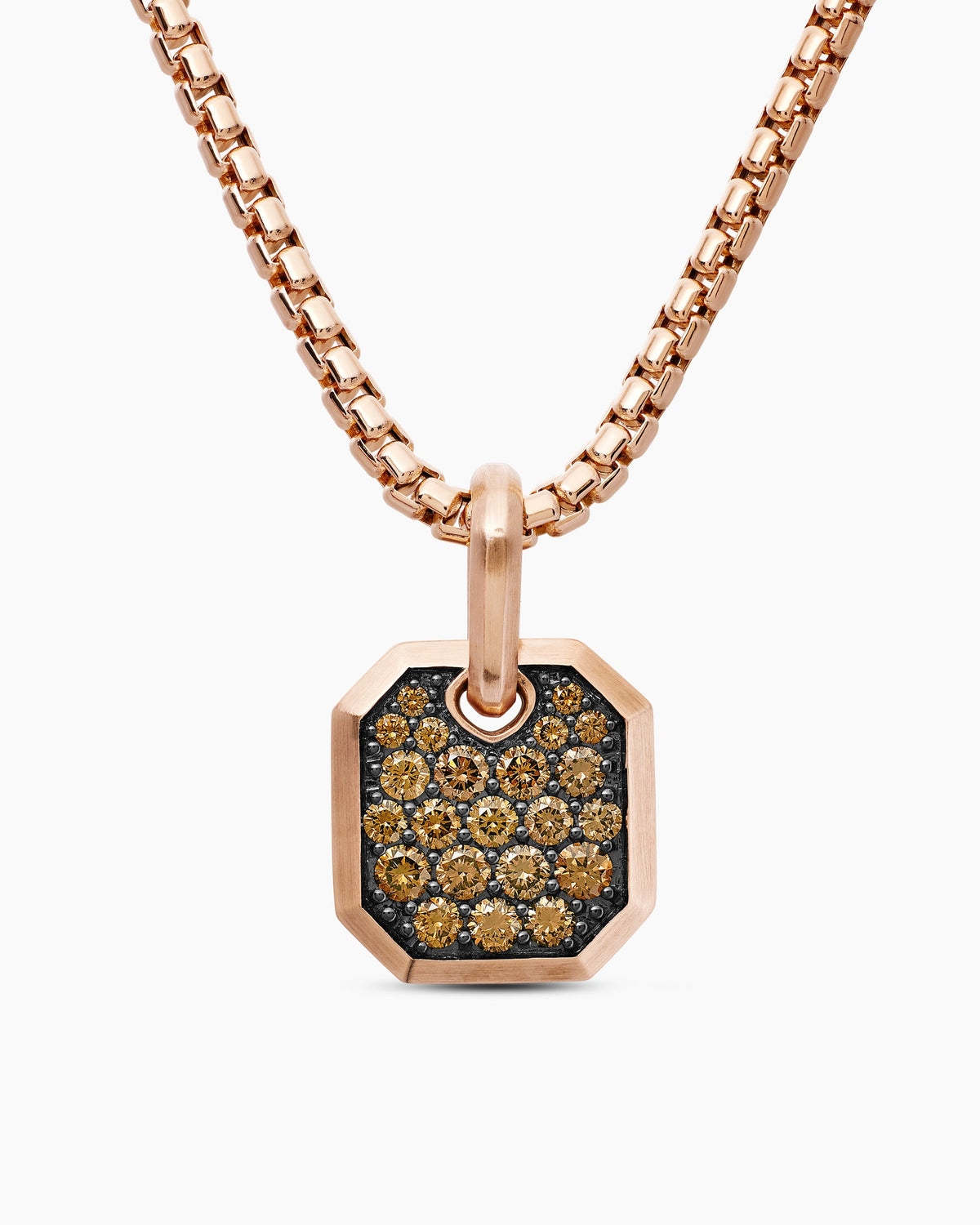 Octagonal Amulet in 18K Rose Gold with Cognac Diamonds, 15mm