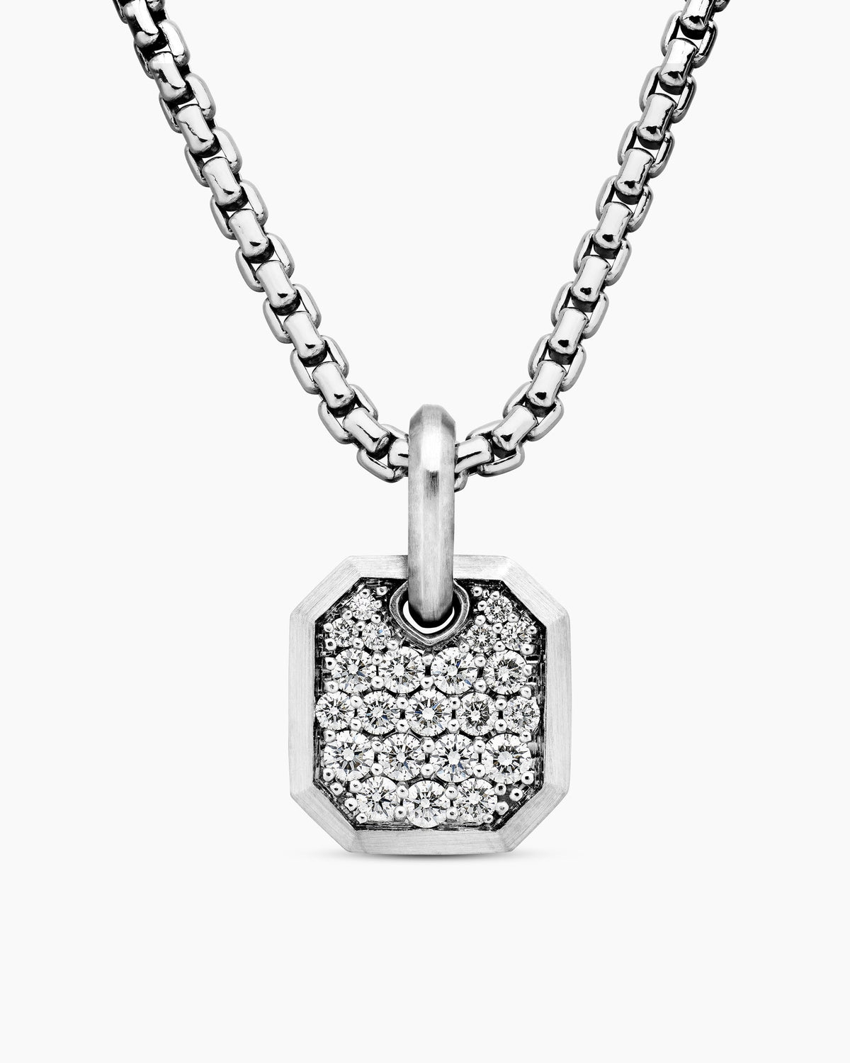 Octagonal Amulet in 18K White Gold with Diamonds, 15mm