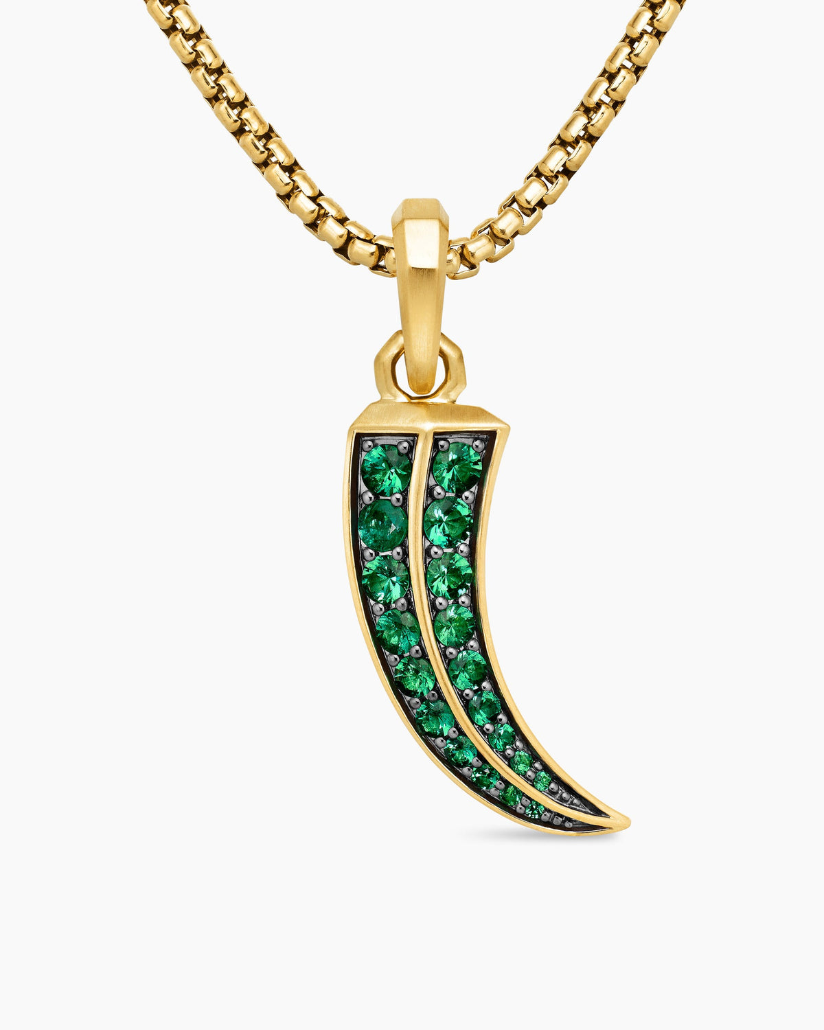 Claw Amulet in 18K Yellow Gold with Emeralds, 25mm