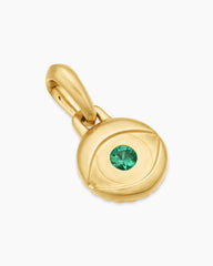 Evil Eye Amulet in 18K Yellow Gold with Emerald, 14.5mm
