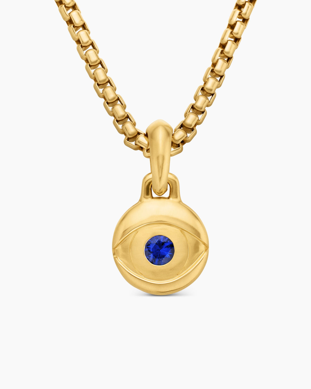 Evil Eye Amulet in 18K Yellow Gold with Blue Sapphire, 14.5mm