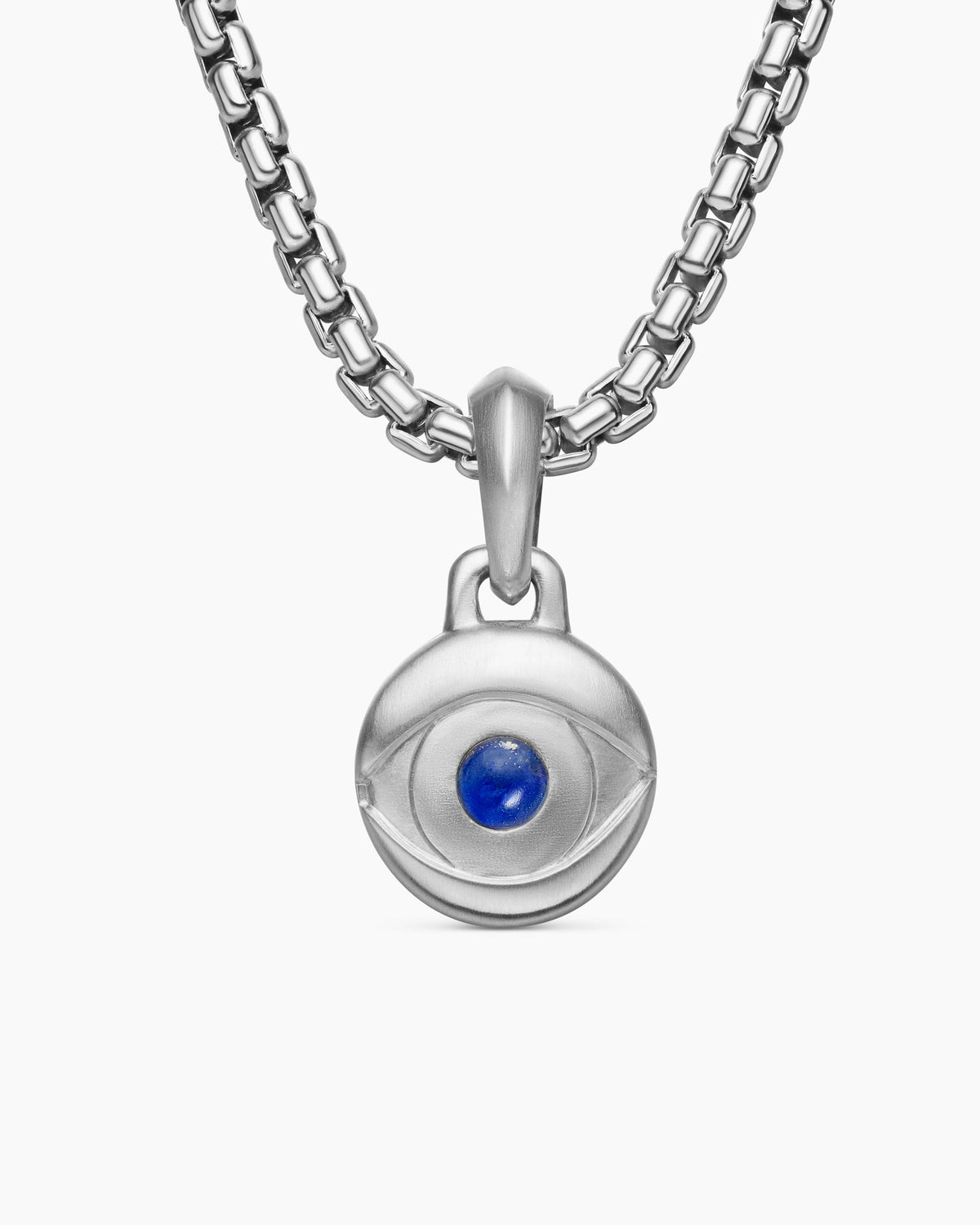 Evil Eye Amulet in Sterling Silver with Lapis, 14.5mm